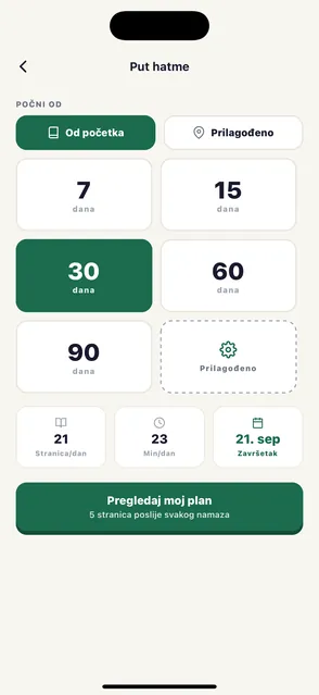 Ekran plana Putovanja hatme
